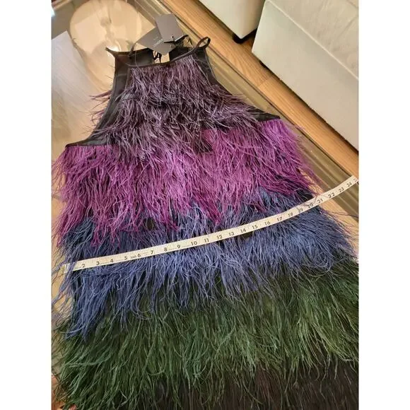 Cynthia Rowley Ivy Ombre Ostrich Feather Dress Sz M RETAIL $795 NWT - Picture 8 of 10
